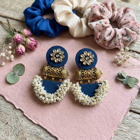 Blue Earrings - Back View | Samyak Fashion