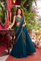 Blue Faux Georgette Elegant Party Wear Saree Collection With Blouse - Front View | Samyak Fashion