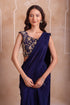 Blue Georgette Elegant Party Wear Ready To Wear Saree Collection With Blouse - Close-up View | Samyak Fashion