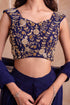 Blue Georgette Elegant Party Wear Ready To Wear Saree Collection With Blouse - Full View | Samyak Fashion
