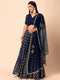 Blue Georgette Lehenga Choli - Front View | Samyak Fashion