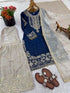 Blue Heavy Gmy Silk Elegant Salwar Suit - Side View | Samyak Fashion