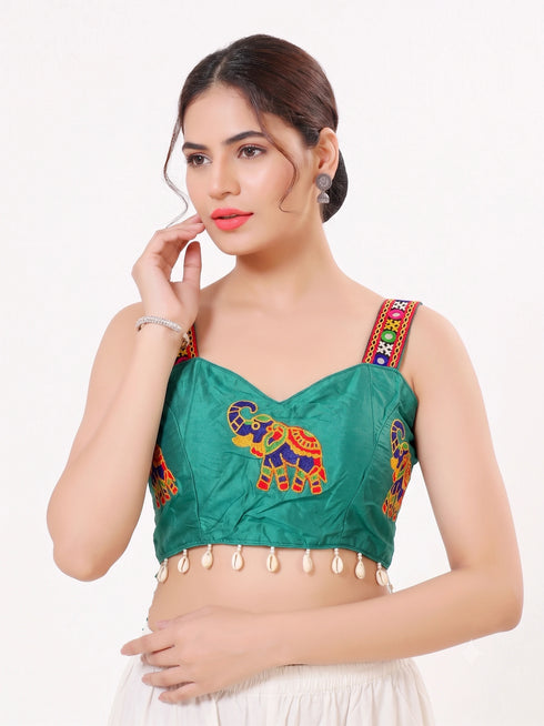 Blue Heavy Magic Cotton Blouse - Back View | Samyak Fashion