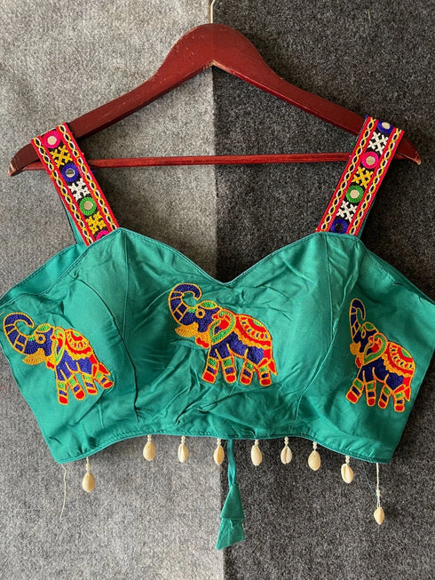 Blue Heavy Magic Cotton Blouse - Side View | Samyak Fashion