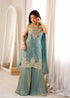 Blue Heavy Pure Soft Fendy Silk Elementary Suit - Side View | Samyak Fashion