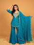 Blue Heavy Simar Silk Elegant Salwar Suit - Back View | Samyak Fashion