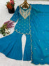 Blue Heavy Simar Silk Elegant Salwar Suit - Detail View | Samyak Fashion