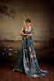 Blue Jacquard Elegant Party Wear Saree Collection With Blouse - Front View | Samyak Fashion