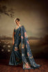 Blue Jacquard Elegant Party Wear Saree Collection With Blouse - Back View | Samyak Fashion