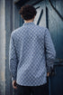 Blue Linen Mens Short Kurta - Back View | Samyak Fashion