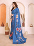 Blue Manipuri Silk Elegant Party Wear Saree Collection With Blouse - Back View | Samyak Fashion