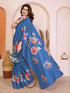 Blue Manipuri Silk Elegant Party Wear Saree Collection With Blouse - Side View | Samyak Fashion