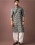 Blue Modal Silk Mens Kurta With Payjama - Front View | Samyak Fashion