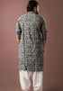 Blue Modal Silk Mens Kurta With Payjama - Back View | Samyak Fashion