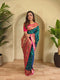 Blue Paithani Silk Party Wear Saree With Blouse - Front View | Samyak Fashion