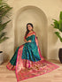 Blue Paithani Silk Party Wear Saree With Blouse - Side View | Samyak Fashion