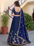 Blue Rangoli Silk Lehenga Choli - Back View | Samyak Fashion