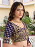 Blue Rangoli Silk Lehenga Choli - Side View | Samyak Fashion