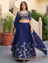 Blue Rangoli Silk Lehenga Choli - Detail View | Samyak Fashion