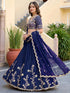 Blue Rangoli Silk Lehenga Choli - Close-up View | Samyak Fashion