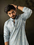 Blue Rayon Mens Kurta With Payjama - Side View | Samyak Fashion