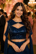 Blue Real Premium Lycra Elegant Party Wear Ready To Wear Saree Collection With Blouse - Front View | Samyak Fashion