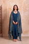 Blue Satin Salwar Suit - Front View | Samyak Fashion