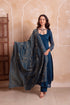 Blue Satin Salwar Suit - Back View | Samyak Fashion