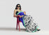 Blue Satin Saree With Blouse - Back View | Samyak Fashion