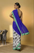 Blue Satin Saree With Blouse - Side View | Samyak Fashion