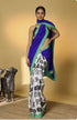 Blue Satin Saree With Blouse - Close-up View | Samyak Fashion