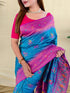 Blue Silk Elegant Party Wear Saree Collection With Blouse - Full View | Samyak Fashion