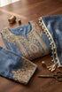Blue Simmer Tissue Salwar Suits - Detail View | Samyak Fashion