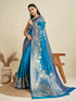 Blue Soft Kanjivaram Silk Traditional Function Wear Soft Kanjivaram Silk Saree Collection With Blouse - Side View | Samyak Fashion