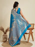 Blue Soft Kanjivaram Silk Traditional Function Wear Soft Kanjivaram Silk Saree Collection With Blouse - Detail View | Samyak Fashion