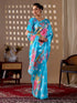 Blue Soft Satin Georgette Saree With Blouse - Detail View | Samyak Fashion