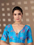 Blue Soft Satin Georgette Saree With Blouse - Styled View | Samyak Fashion
