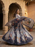 Blue Tabby Silk Lehenga Choli - Back View | Samyak Fashion