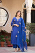 Blue Viscose Chanderi Salwar Suits - Front View | Samyak Fashion