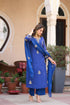 Blue Viscose Chanderi Salwar Suits - Detail View | Samyak Fashion