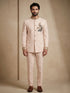 Blush Pink Doniar Satin Mens Men's Jodhpuri - Front View | Samyak Fashion
