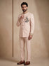 Blush Pink Doniar Satin Mens Men's Jodhpuri - Side View | Samyak Fashion