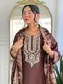 Brown Cotton Blend Salwar Suit - Close-up View | Samyak Fashion