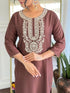 Brown Cotton Blend Salwar Suit - Full View | Samyak Fashion