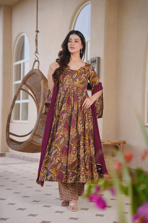Brown Cotton Silk Salwar Suit - Detail View | Samyak Fashion