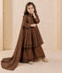 Brown Heavy Roman Sillk Stitched Embroidery Sequence Work - Side View | Samyak Fashion