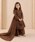 Brown Heavy Roman Sillk Stitched Embroidery Sequence Work - Detail View | Samyak Fashion