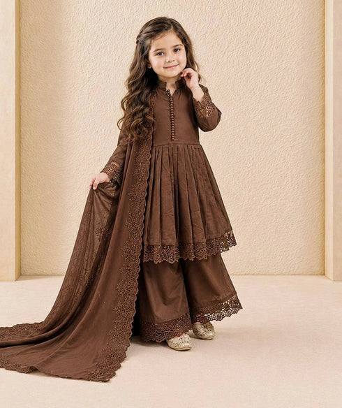 Brown Heavy Roman Sillk Stitched Embroidery Sequence Work - Close-up View | Samyak Fashion