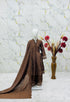 Brown Heavy Roman Sillk Stitched Embroidery Sequence Work - Styled View | Samyak Fashion