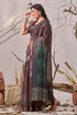 Brown Linen Cotton Party Wear Saree With Blouse - Back View | Samyak Fashion